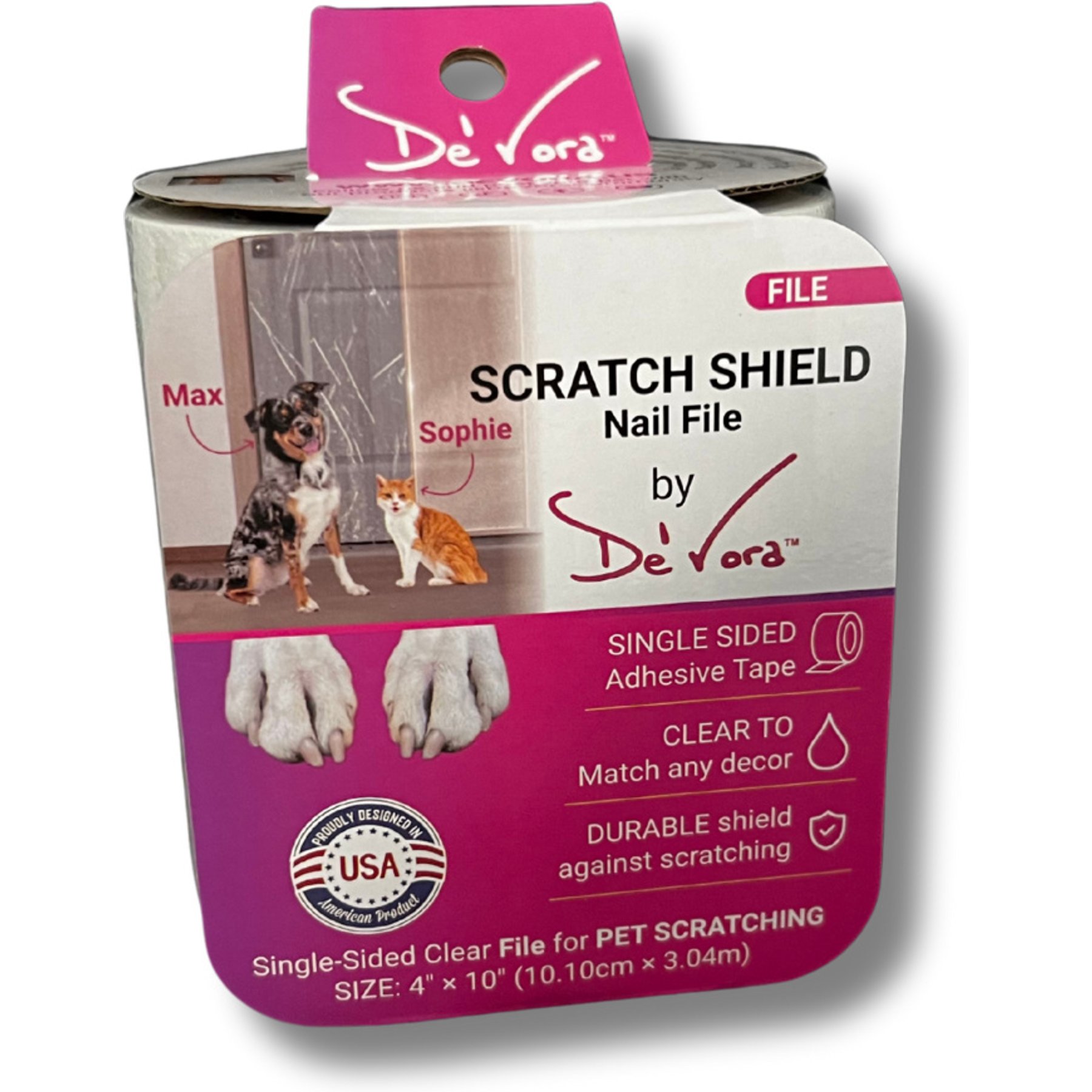 De' Vora Scratch Shield Nail File Tape for Cats & Dogs Home Protection, File, Transparent