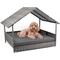 Show in main carousel: Heeyoo Indoor & Outdoor Wicker House Rattan Elevated Dog Bed with Canopy, Grey, 38 x 26.5 x 28-in slide 1 of 10