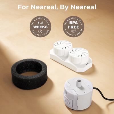 Show full view: Neareal VB-01 Official Replacement Filters & Pre-Filter Sponges for 3.2-L Stainless Steel Cat Water Fountain, White, 9 count slide 7 of 8