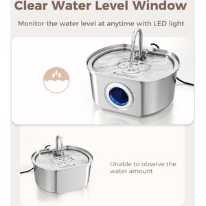 Neareal VB-01 Stainless Steel Cat Water Fountain with 4 Filters & 4 Sponges, 108-oz