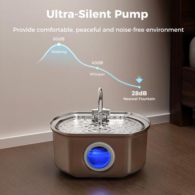 Show full view: Neareal VB-01 Automatic Stainless Steel Cat Water Fountain with 2 Filters & 2 Sponges, Silver, Medium: 3.2-L slide 6 of 10