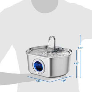 Neareal VB-01 Stainless Steel Cat Water Fountain with 4 Filters & 4 Sponges, 108-oz