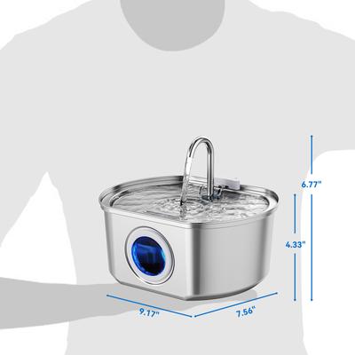 Show full view: Neareal VB-01 Automatic Stainless Steel Cat Water Fountain with 2 Filters & 2 Sponges, Silver, Medium: 3.2-L slide 2 of 10