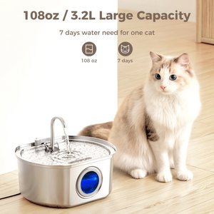 Neareal VB-01 Stainless Steel Cat Water Fountain with 4 Filters & 4 Sponges, 108-oz
