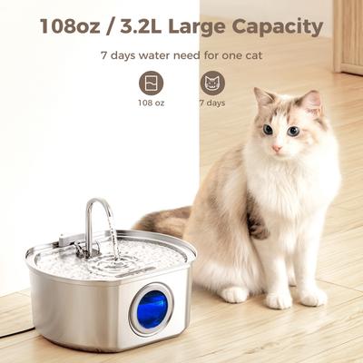 Show full view: Neareal VB-01 Automatic Stainless Steel Cat Water Fountain with 5 Filters & 5 Sponges, Silver, Medium: 3.2-L slide 3 of 10