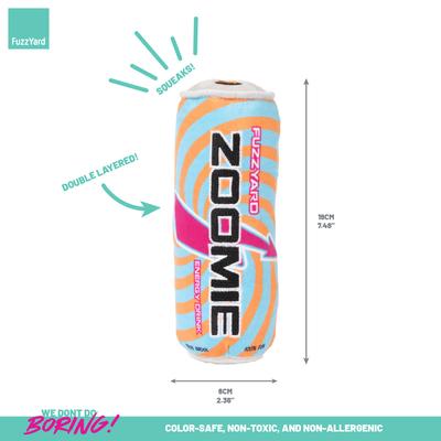Show full view: FuzzYard Zoomie Energy Drink Squeaky Plush Dog Toy slide 5 of 6