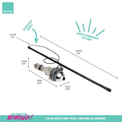 Show full view: FuzzYard Run Along Raccoon Teaser Wand Cat Toy with Catnip slide 3 of 4