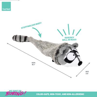 Show full view: FuzzYard Run Along Raccoon Squeaky Stuffing-Free Plush Dog Toy slide 6 of 9