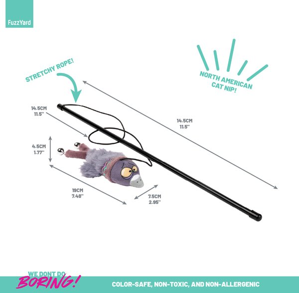 Show full view: FuzzYard Peace Out Pigeon Teaser Wand Cat Toy with Catnip slide 3 of 5