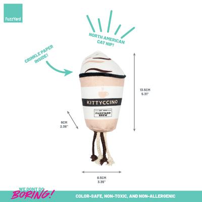 Show full view: FuzzYard Kittyccino Plush Cat Toy with Catnip slide 3 of 4