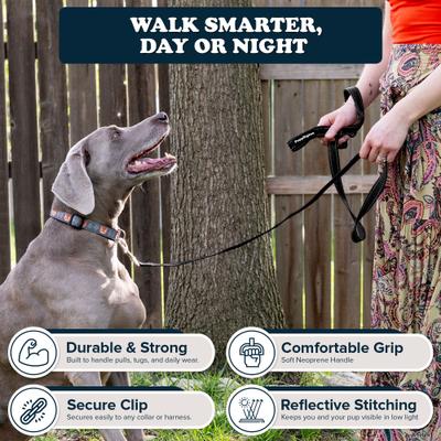 Show full view: Puppington Reflective Padded Dog & Cat Leash, Onyx Black, 6-ft long, 1-in wide slide 3 of 8