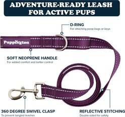 Puppington Reflective Padded Dog & Cat Leash, Plum Wine, 6-ft long, 1-in wide slide 2 of 7