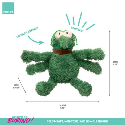 Show full view: FuzzYard Scratchy Flea Squeaky Plush Dog Toy, Green, Small slide 4 of 5