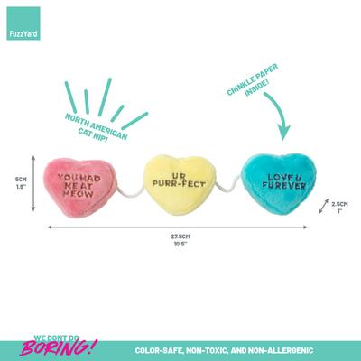 Show full view: FuzzYard Candy Hearts Plush Cat Toy with Catnip slide 2 of 3