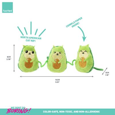 Show full view: FuzzYard Avocatos Plush Cat Toy with Catnip slide 3 of 4