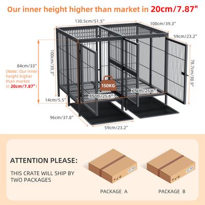 Show full view: BingoPaw Double Kennel Dog Crate, Black, XX-Large slide 2 of 11