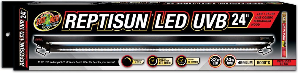 Zoo Med Reptisun LED UVB Combo Terrarium Hood Reptile Light Fixture, 24-in