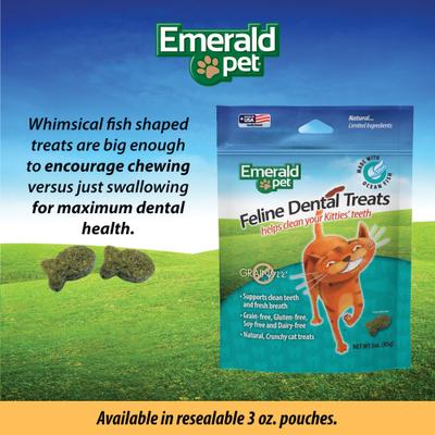 Show full view: Emerald Pet Feline Dental Treats with Ocean Fish Cat Treats, 3-oz Bag slide 7 of 8