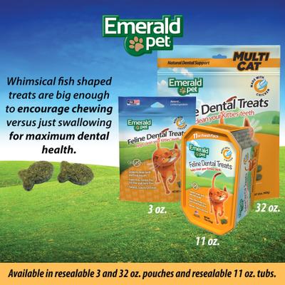 Show full view: Emerald Pet Feline Dental Treats with Chicken Cat Treats, 3-oz bag slide 7 of 8