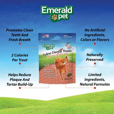 Show full view: Emerald Pet Feline Dental Salmon Grain-Free Cat Treats, 3-oz bag slide 5 of 8
