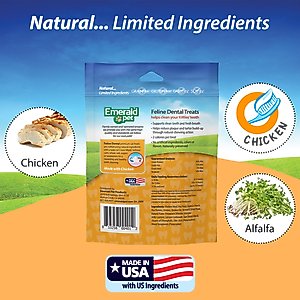 Emerald Pet Feline Dental Treats with Chicken Cat Treats, 3-oz bag
