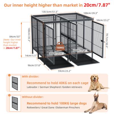 Show full view: BingoPaw Double Kennel Dog Crate, Black, XX-Large slide 3 of 11