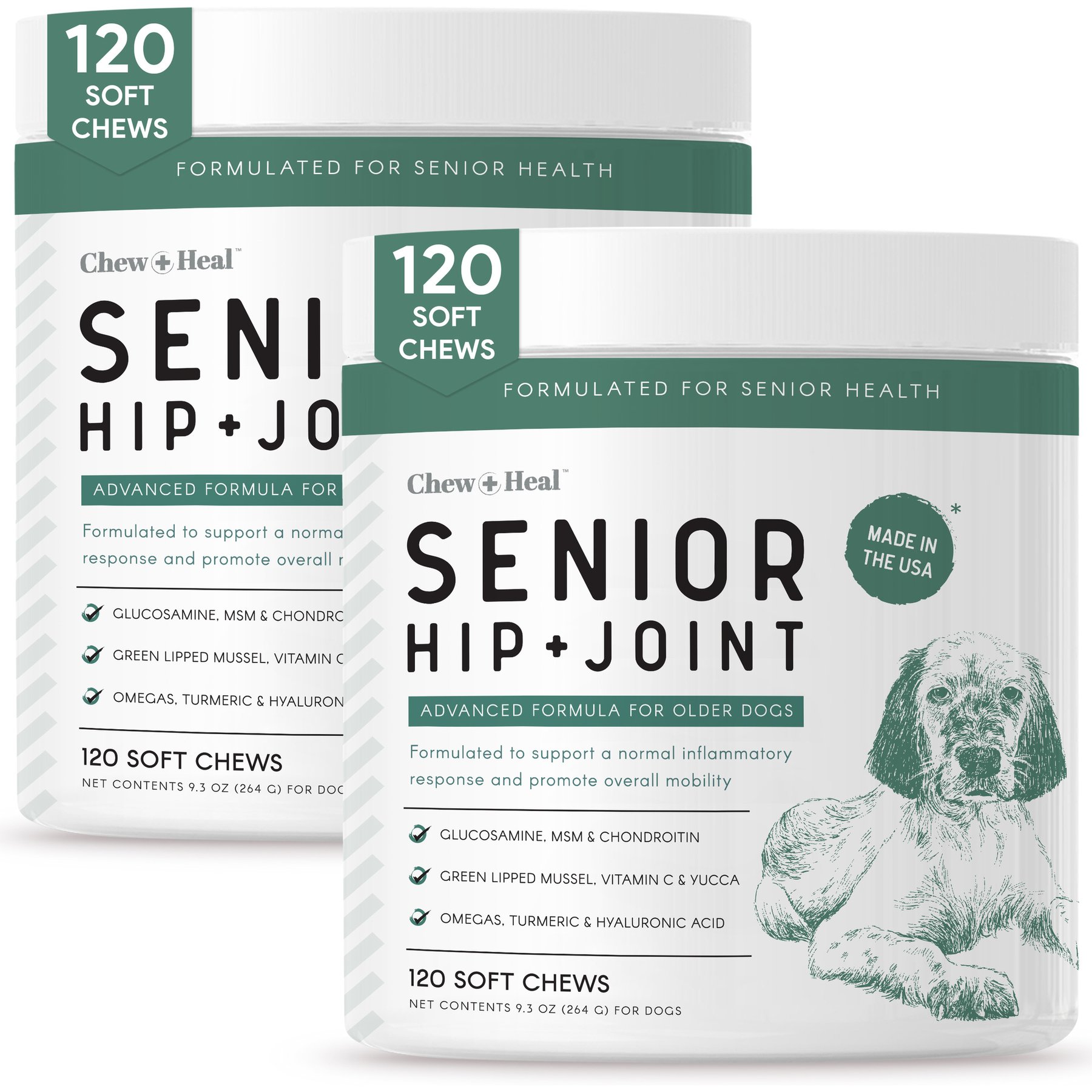 Chew + Heal Senior Hip & Joint Dog Supplement, 240 count