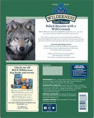 Show full view: Blue Buffalo Wilderness Trail Treats Grain-Free Duck Biscuits Dog Treats, 36-oz box slide 3 of 11