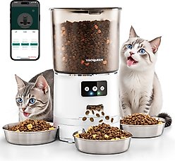 Vacqueen Smart Automatic 3 Cat Feeder, 25-cup, White