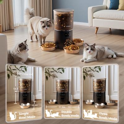 Show full view: Vacqueen Smart Automatic 3 Cat Feeder, 25-cup, Black slide 4 of 10