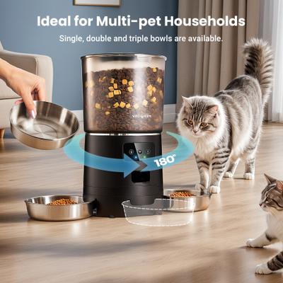 Show full view: Vacqueen Smart Automatic 3 Cat Feeder, 25-cup, Black slide 3 of 10