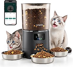 Vacqueen Smart Automatic 3 Cat Feeder, 25-cup, Black
