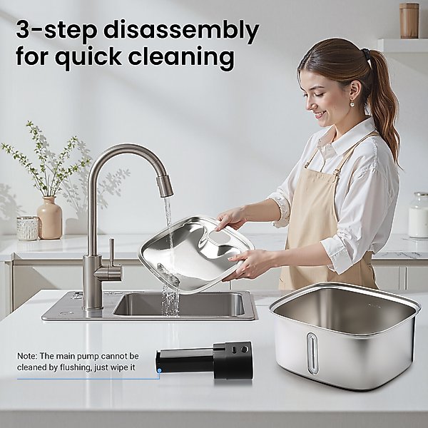 Show full view: Vacqueen Smart Stainless Steel Dog Water Fountain, Silver, 10-L slide 8 of 11