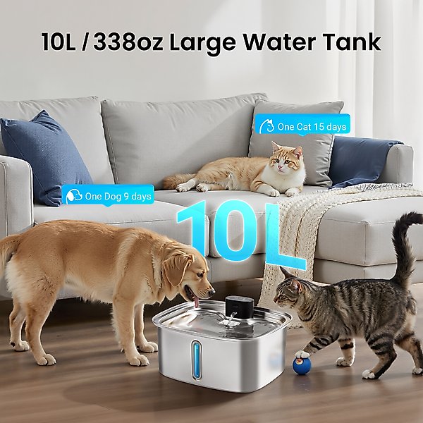 Show full view: Vacqueen Smart Stainless Steel Dog Water Fountain, Silver, 10-L slide 4 of 11