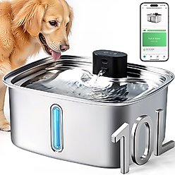 Vacqueen Smart Stainless Steel Dog Water Fountain, Silver, 10-L