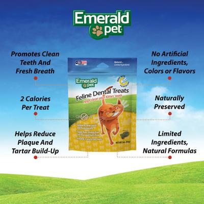 Show full view: Emerald Pet Feline Dental Treats with Turducky Cat Treats, 3-oz bag slide 5 of 8