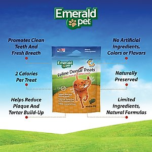 Emerald Pet Feline Dental Treats with Chicken Cat Treats, 3-oz bag