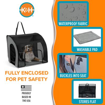 Show full view: K&H Pet Products Travel Safety Pet Carrier, Gray/Black, Large slide 3 of 12