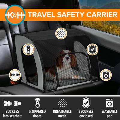 Show full view: K&H Pet Products Travel Safety Pet Carrier, Gray/Black, Medium slide 5 of 12