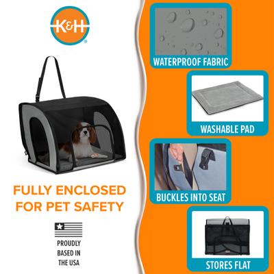 Show full view: K&H Pet Products Travel Safety Pet Carrier, Gray/Black, Medium slide 3 of 12
