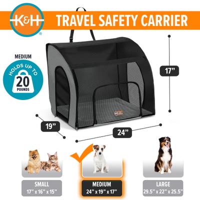 Show full view: K&H Pet Products Travel Safety Pet Carrier, Gray/Black, Medium slide 2 of 12