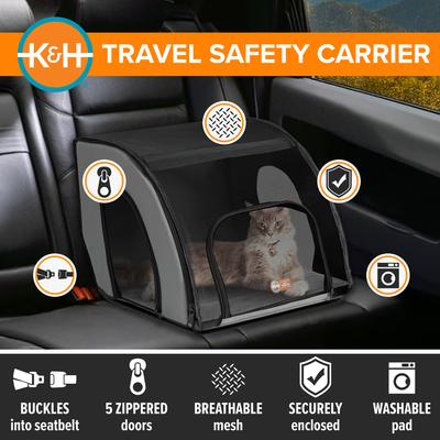 Show full view: K&H Pet Products Travel Safety Pet Carrier, Gray/Black, Small slide 5 of 12
