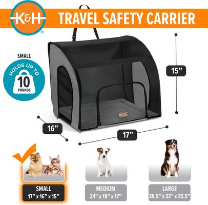 Show full view: K&H Pet Products Travel Safety Pet Carrier, Gray/Black, Small slide 2 of 12