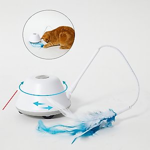 Pet Fit For Life Cat Laser Pointer & Feather Chaser Toy, White, Medium