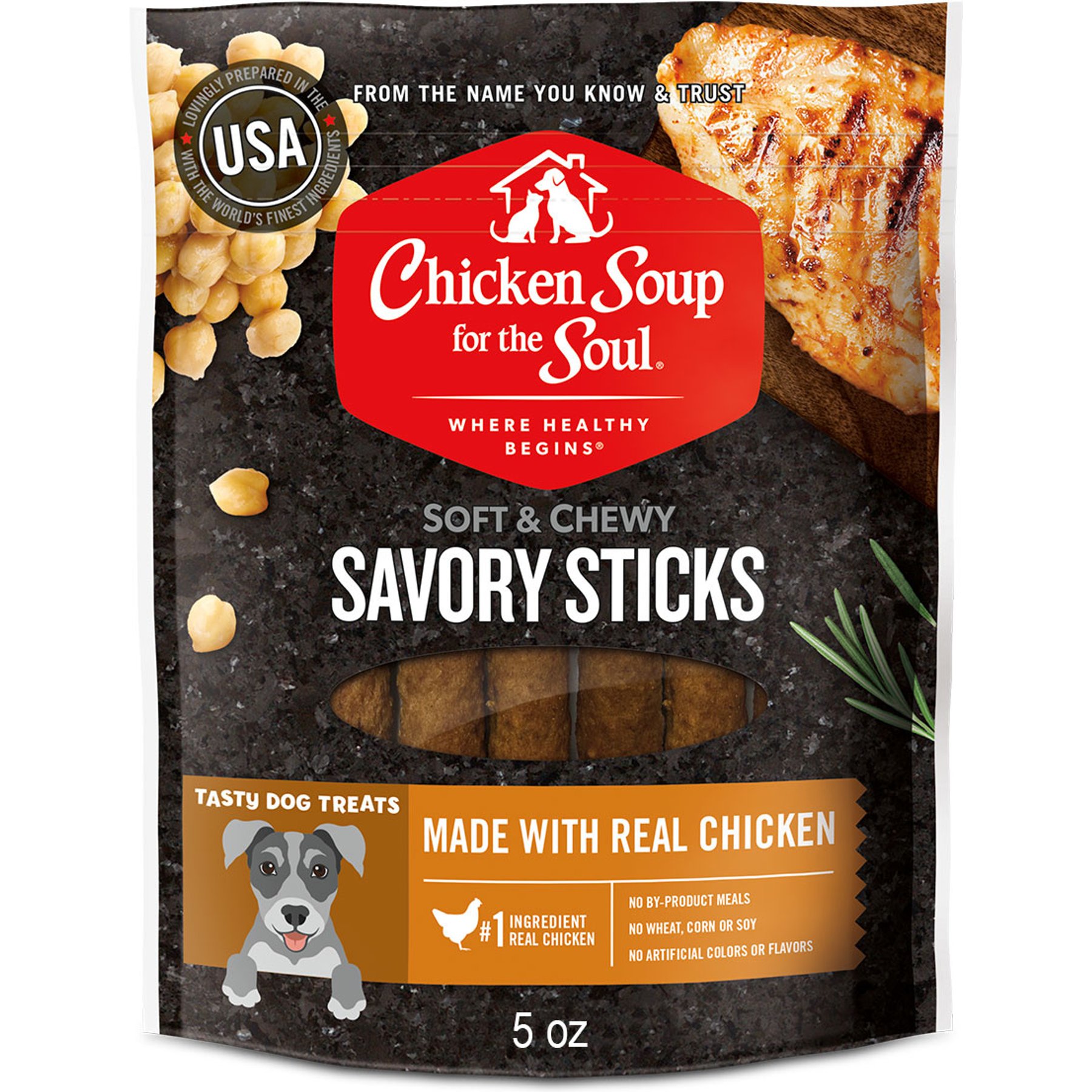 Chicken Soup for the Soul Savory Sticks Real Chicken Dog Treats, 5-oz bag