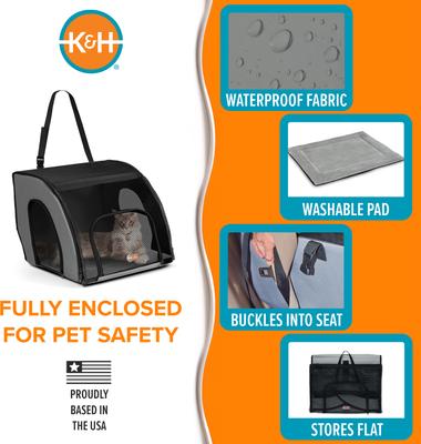 Show full view: K&H Pet Products Travel Safety Pet Carrier, Gray/Black, Small slide 3 of 12