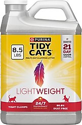 Tidy Cats Lightweight 24/7 Performance Odor Control Scented Clumping Clay Cat Litter, 8.5-lb jug, case of 2