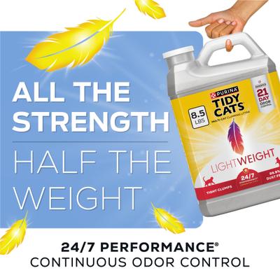 Show full view: Tidy Cats Lightweight 24/7 Performance Odor Control Scented Clumping Clay Cat Litter, 8.5-lb jug, case of 2 slide 5 of 13