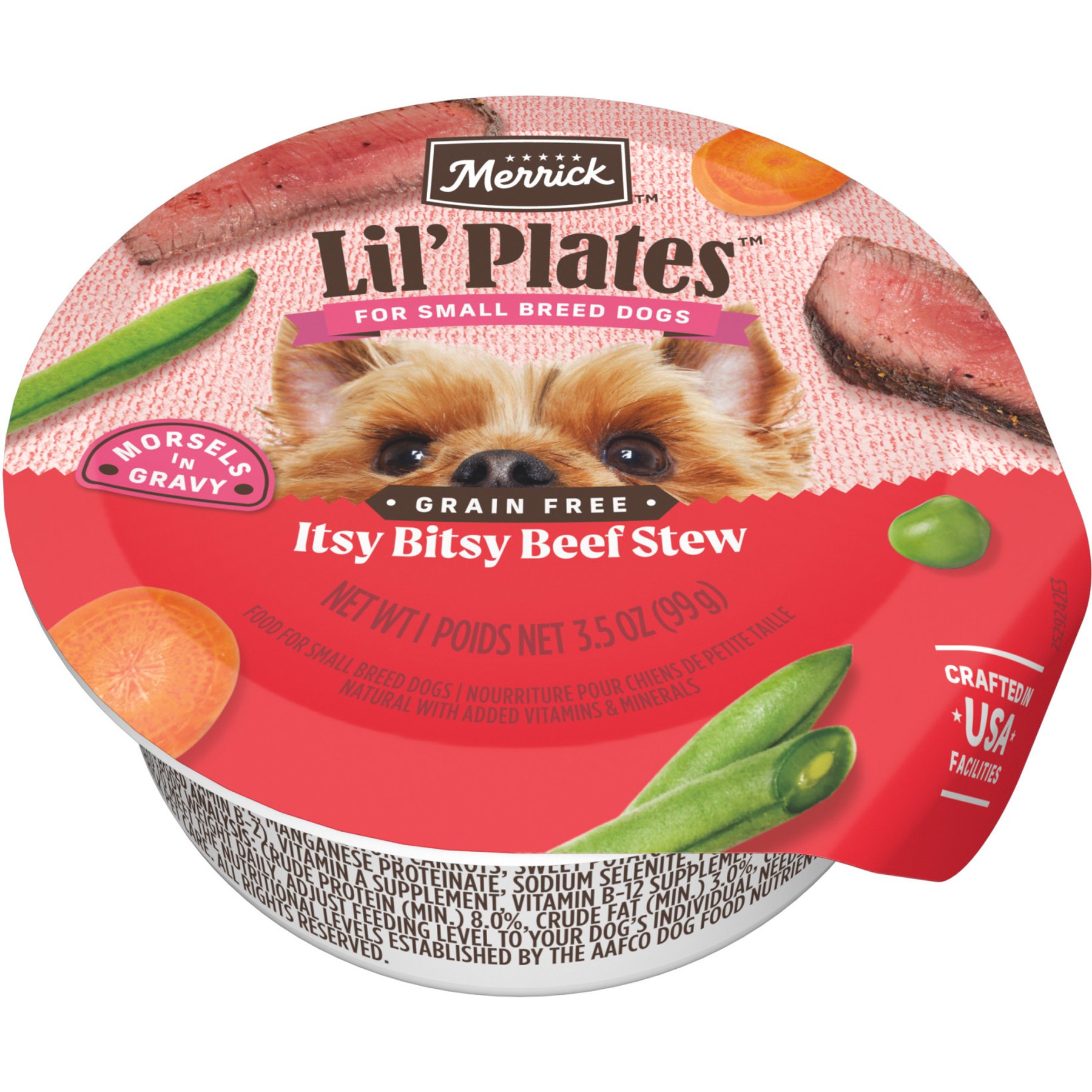Merrick Lil' Plates Itsy Bitsy Beef Stew Dog Food Trays, 3.5-oz, 12 ct
