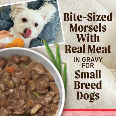 Show full view: Merrick Lil' Plates Grain & Gluten -Free Small Breed Wet Dog Food Itsy Bitsy Beef Stew, 3.5-oz tub, case of 12 slide 4 of 12